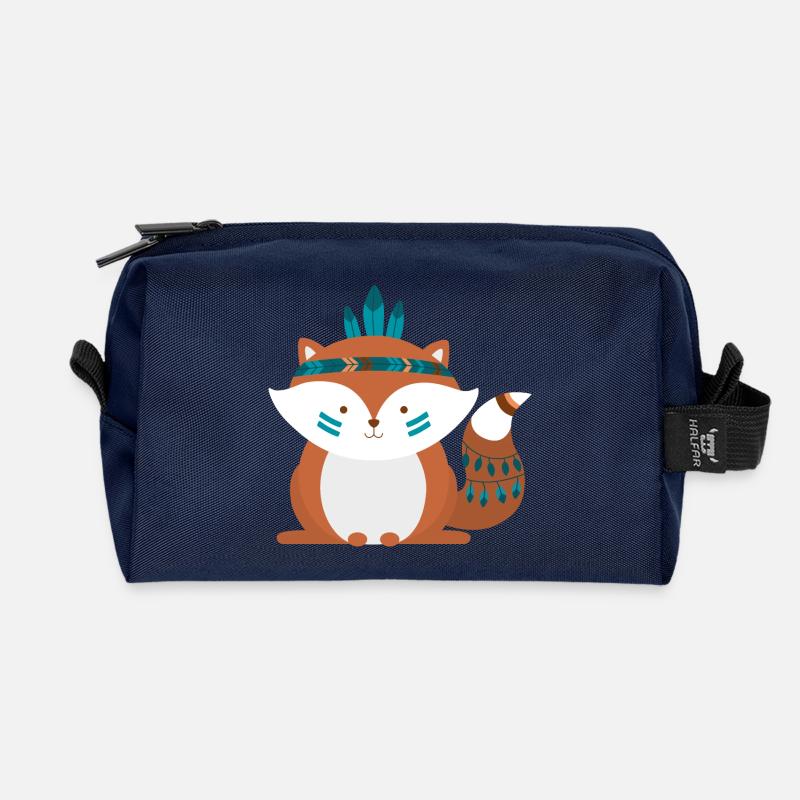 Indianer-Fuchs - Recycelte Kulturtasche - Navy