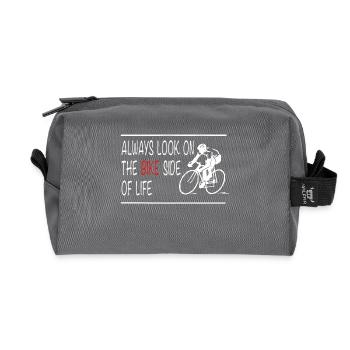 For road bike pros: the bike side! - Recycled Toiletry Zip Bag - anthracite - Front