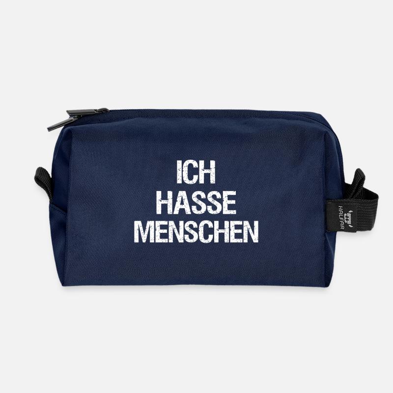Ich hasse Menschen lustig Geschenkidee - Recycelte Kulturtasche - Navy