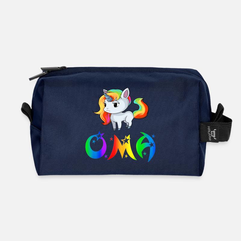 Einhorn Oma - Recycelte Kulturtasche - Navy