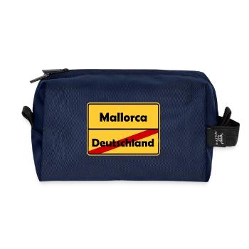 Auswandern nach Mallorca! Ortsschild Desing. - Recycelte Kulturtasche - Navy - Vorne