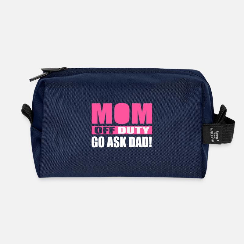 Mom has break ask your dad - Recycled Toiletry Zip Bag - navy