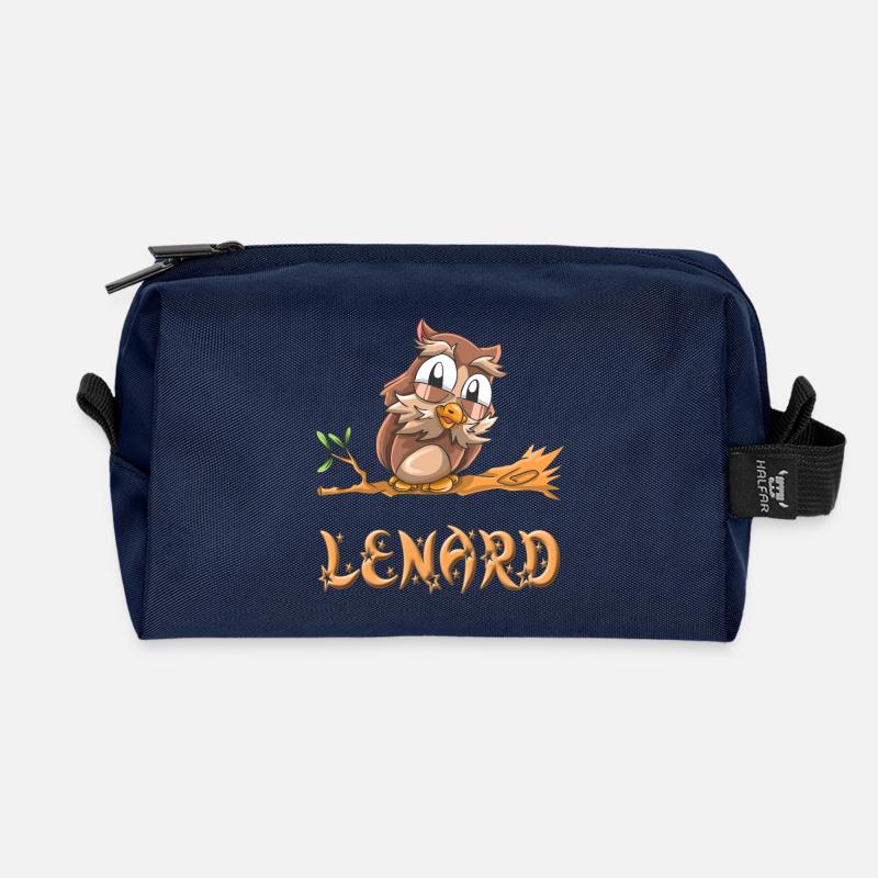 Eule Lenard - Recycelte Kulturtasche - Navy