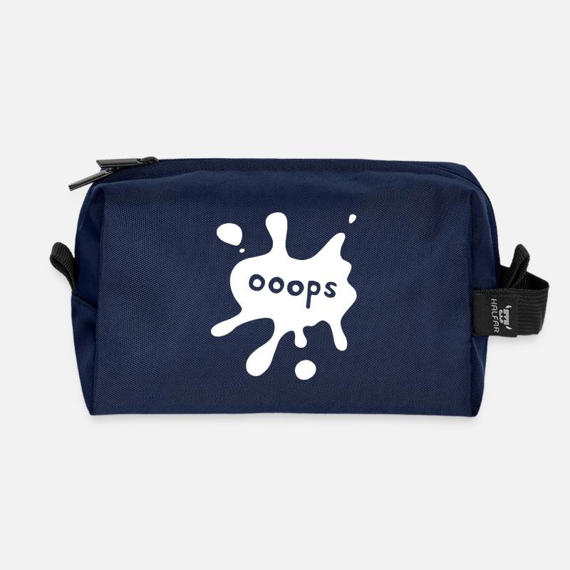 Spot ooops white - Recycled Toiletry Zip Bag - navy