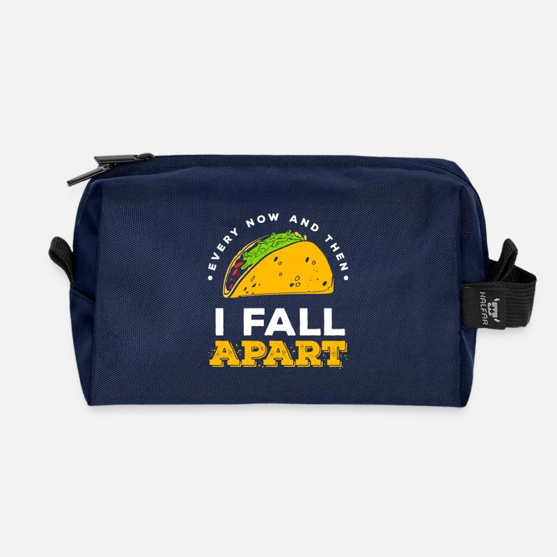 Taco De temps en temps je tombe en morceaux drôles - Trousse de toilette en tissu recyclé - marine