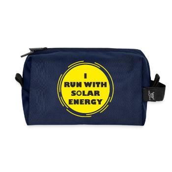 funny run with solar energy design - Recycled Toiletry Zip Bag - navy - Front