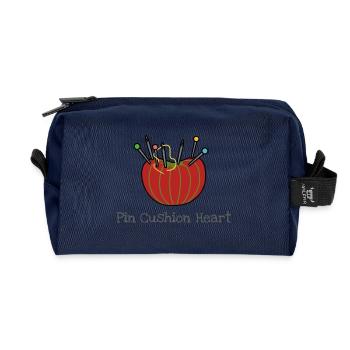 Sewing needle pillow gift tailor heart profession - Recycled Toiletry Zip Bag - navy - Front