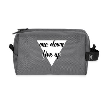 One Down Five Up design white - Recycled Toiletry Zip Bag - anthracite - Front