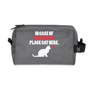 Lustige Katze - Recycelte Kulturtasche - Anthrazit - Vorne
