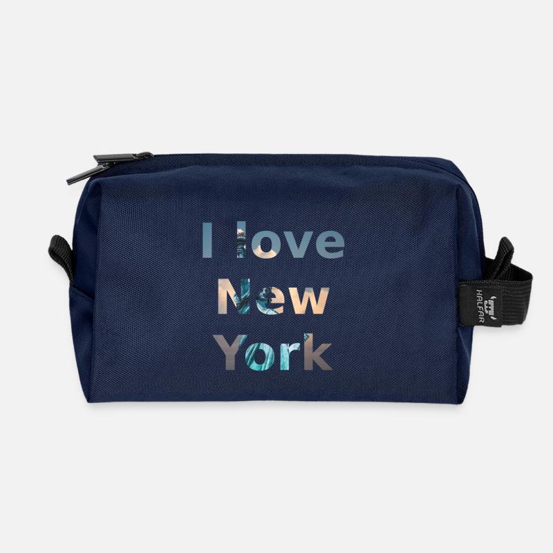 I love New York - Recycelte Kulturtasche - Navy