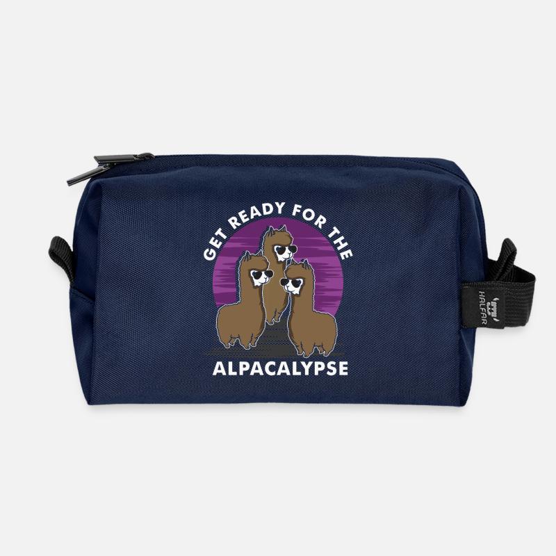 Préparez-vous pour l'alpakalypse - Trousse de toilette en tissu recyclé - marine
