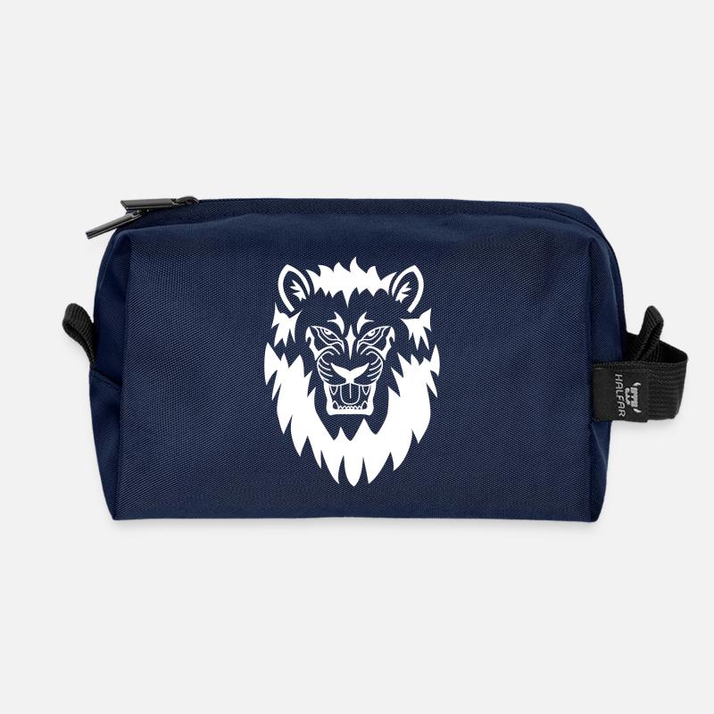 lion - Recycled Toiletry Zip Bag - navy