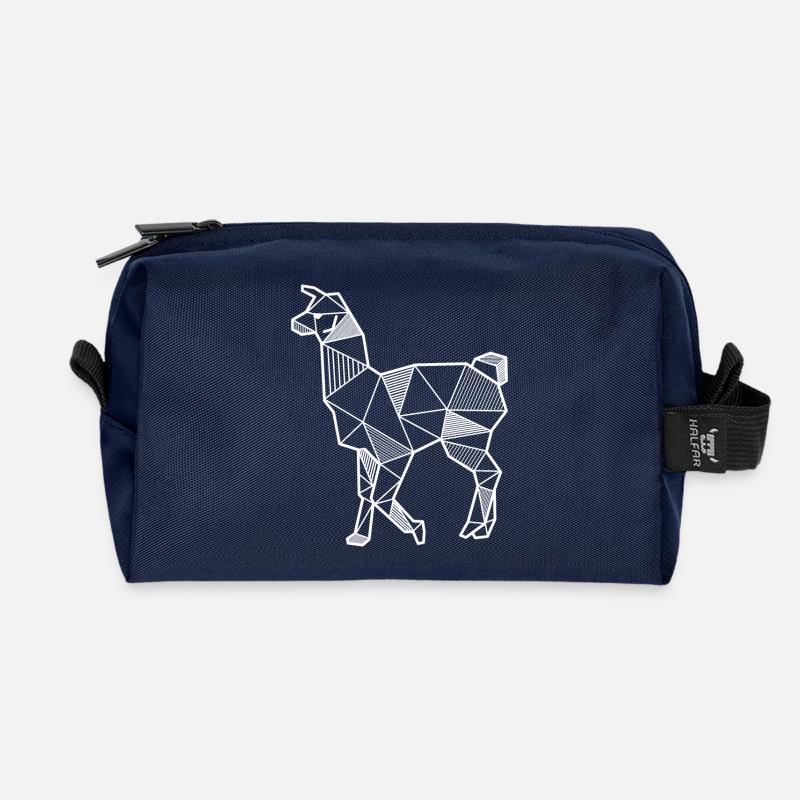 Lama Tier Geschenk Alpaka geometrisch Hipster wild - Recycelte Kulturtasche - Navy