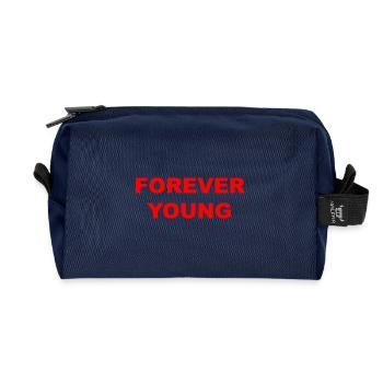 FOREVER YOUNG Rot - Recycelte Kulturtasche - Navy - Vorne