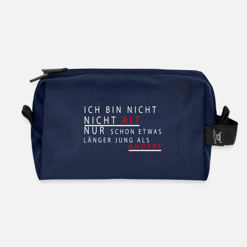 Ich bin nicht alt - Recycelte Kulturtasche - Navy