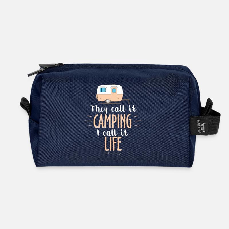 Camping Camper Geschenk Outdoor Wohnwagen - Recycelte Kulturtasche - Navy