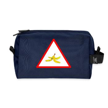 Attention banana peel - Recycled Toiletry Zip Bag - navy - Front
