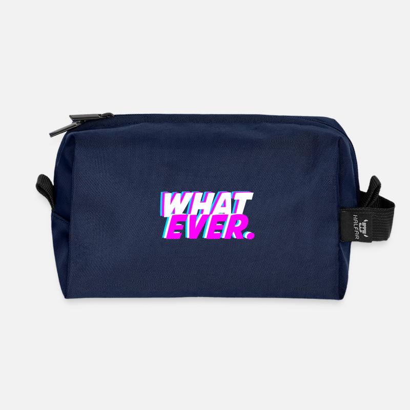 what ever., typography - Recycled Toiletry Zip Bag - navy