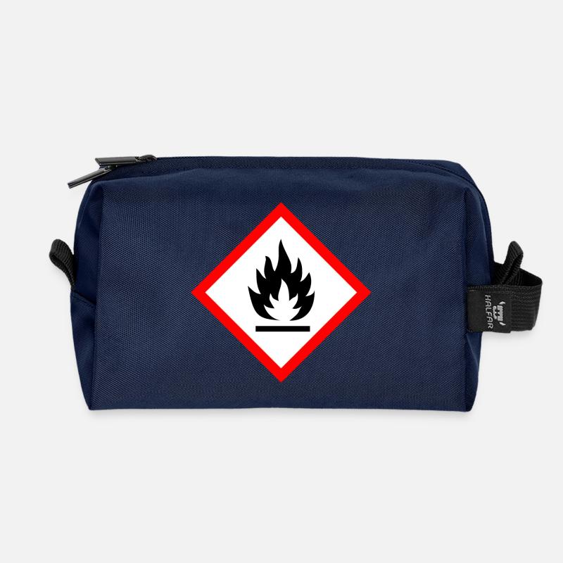 Caution Flammable - Recycled Toiletry Zip Bag - navy