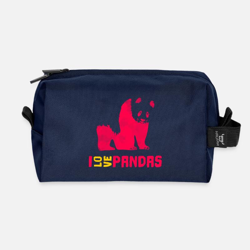I love Pandas - Recycelte Kulturtasche - Navy