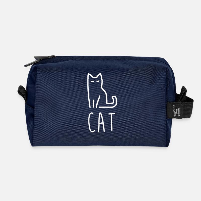 Cat Katze Geschenkidee - Recycelte Kulturtasche - Navy