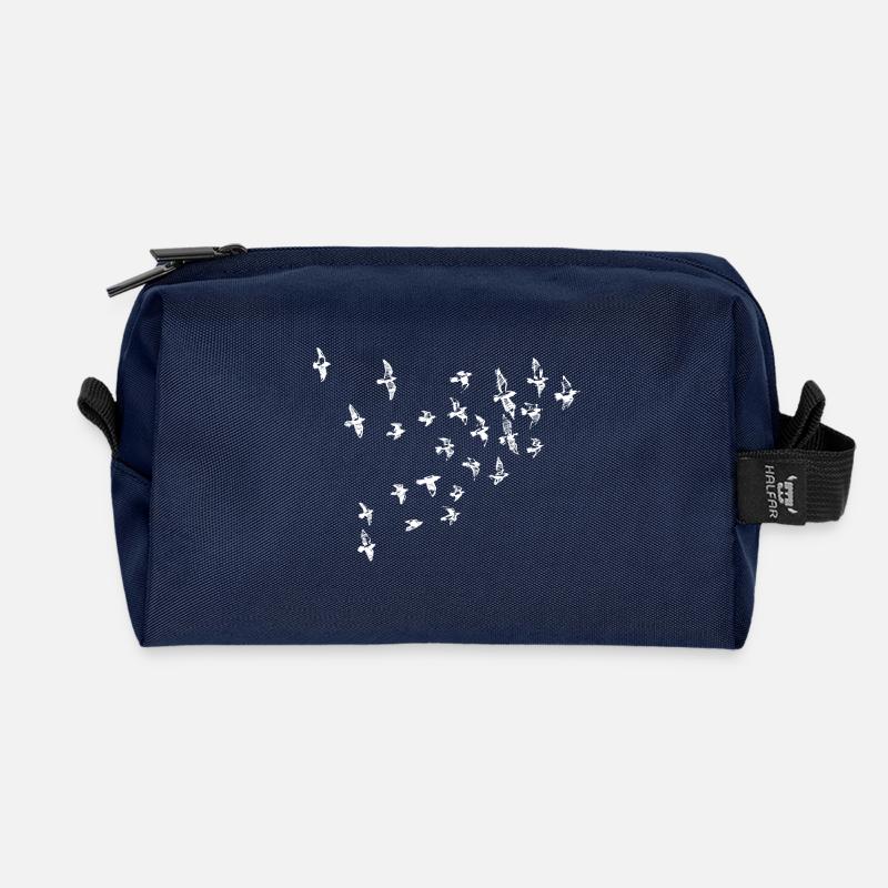 Vögel - Recycelte Kulturtasche - Navy
