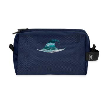 Wave ocean sea surfing - Recycled Toiletry Zip Bag - navy - Front