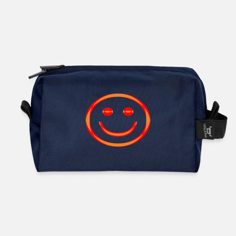 Smile - Glückliches Gesicht - Recycelte Kulturtasche - Navy