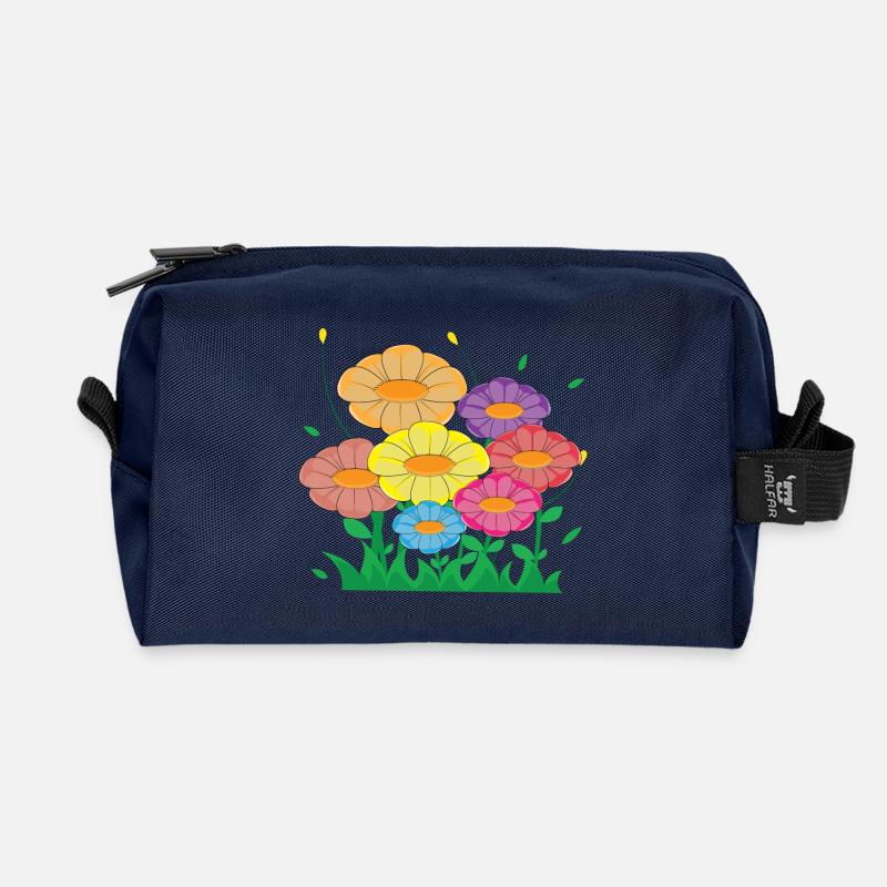 Blumenwiese - Recycelte Kulturtasche - Navy
