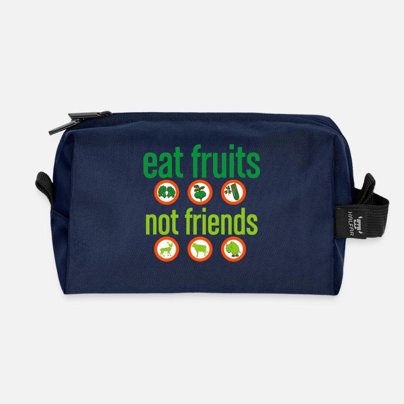 Veganer Vegetarier Tierschutz Geschenkidee - Recycelte Kulturtasche - Navy