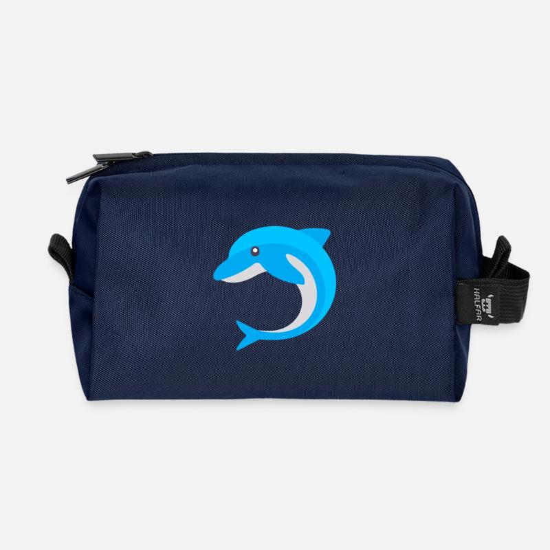 blauer Delphin - Recycelte Kulturtasche - Navy
