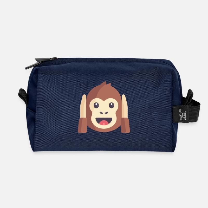 süßes Affen Emoticon - Recycelte Kulturtasche - Navy