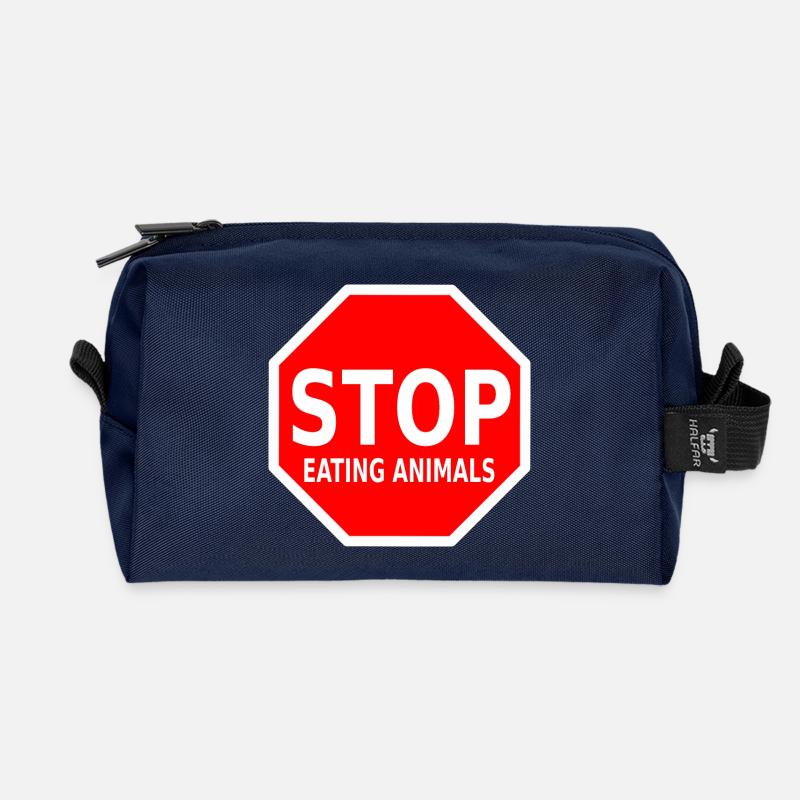 STOP EATING ANIMALS - Recycelte Kulturtasche - Navy