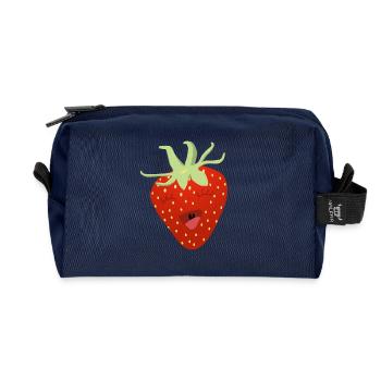 Kichernde Erdbeere Cartoon - Recycelte Kulturtasche - Navy - Vorne