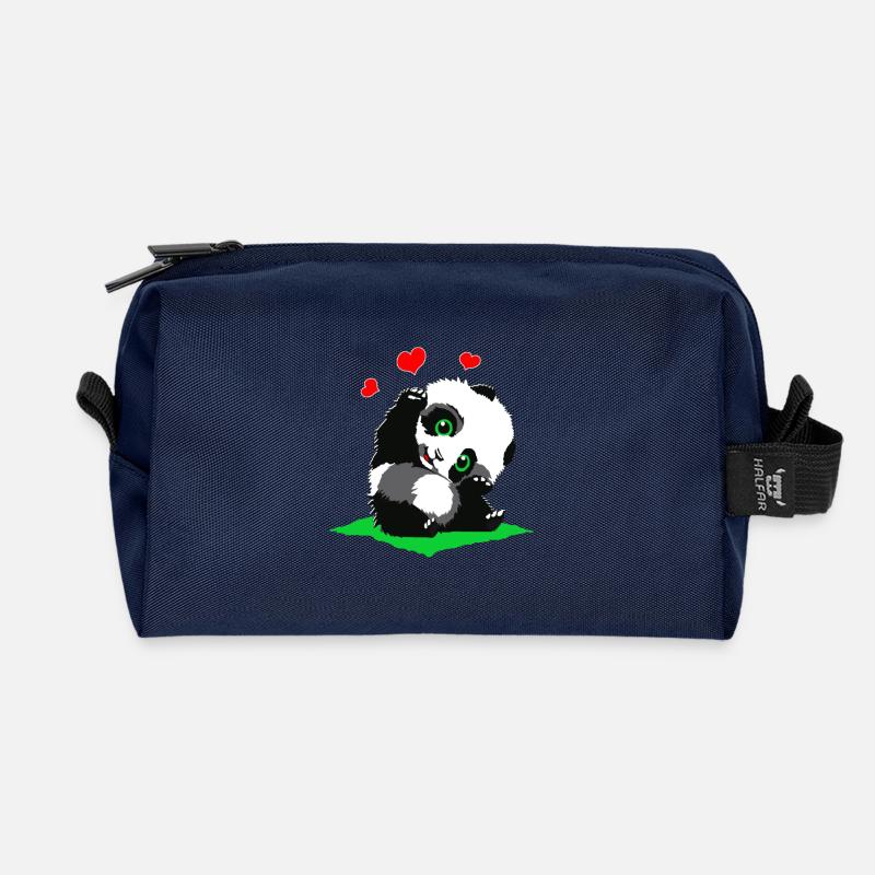 Kuschelpanda mit Herzchen - Recycelte Kulturtasche - Navy