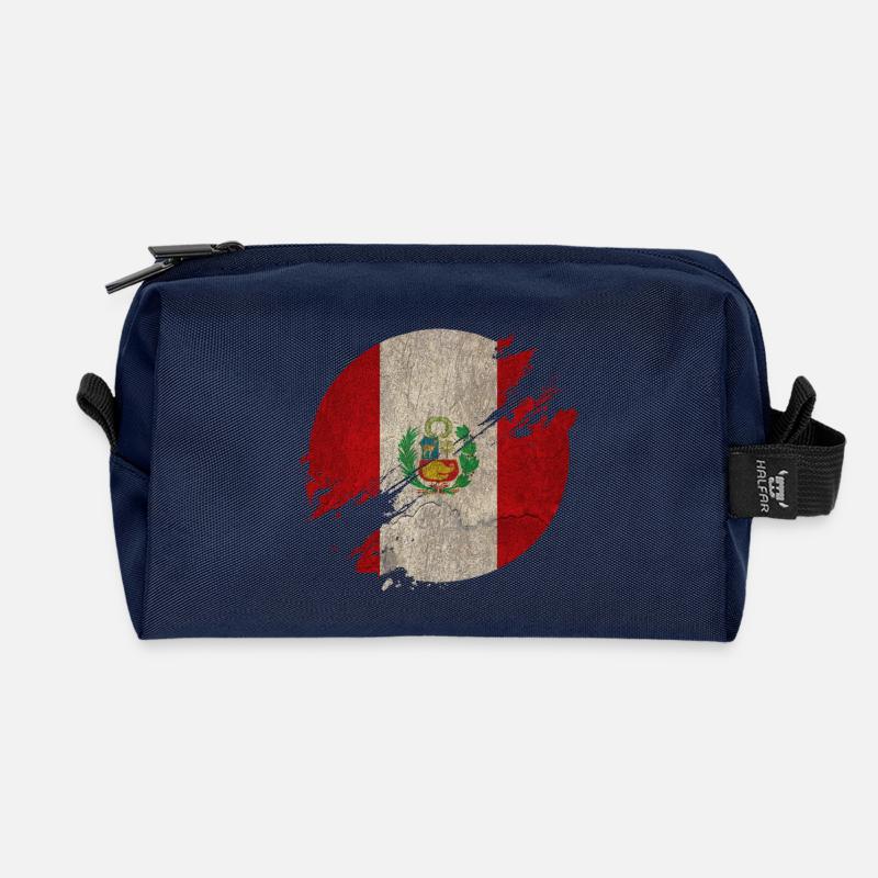 Peru Kreis / Flagge Geschenk Nationalflagge - Recycelte Kulturtasche - Navy