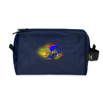 racing bicycle - Recycled Toiletry Zip Bag - navy - Front