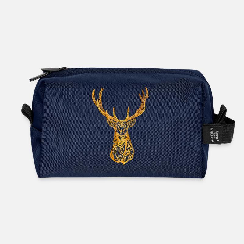 Deer head - Recycled Toiletry Zip Bag - navy