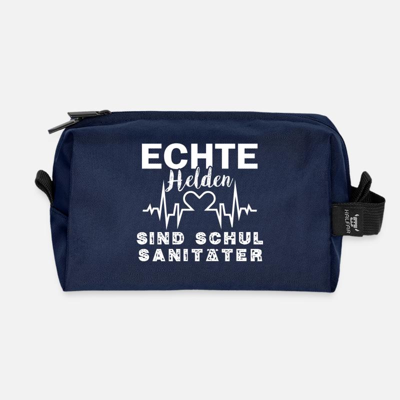 Richtige und ECHTE Helden sind Schulsanitäter - Recycelte Kulturtasche - Navy