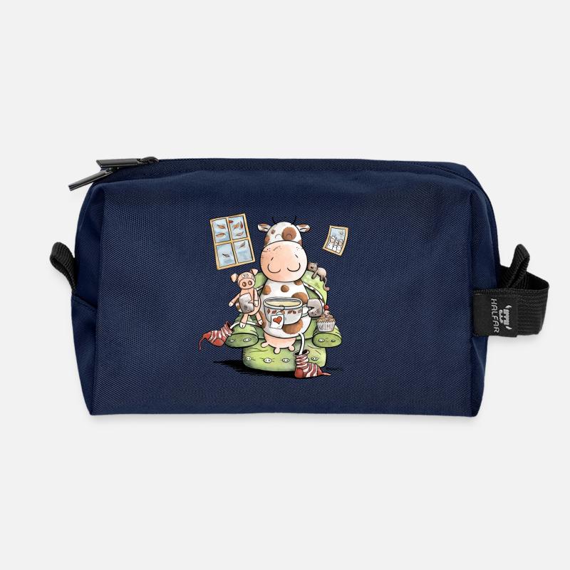 Auch Kühe lieben Gemütlichkeit I Kuh - Recycelte Kulturtasche - Navy