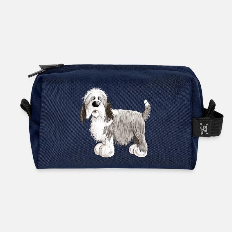 The Bearded Collie - Recycled Toiletry Zip Bag - navy