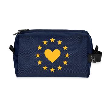 EU Herz, I love Europe, Europa Sterne, Flagge - Recycelte Kulturtasche - Navy - Vorne