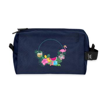 beachy_wreath_flamingo - Trousse de toilette en tissu recyclé - marine - Devant