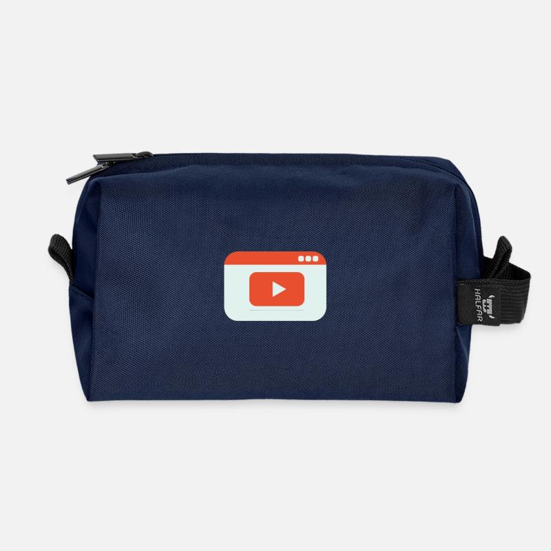 Video Playback Window Icon - Recycled Toiletry Zip Bag - navy