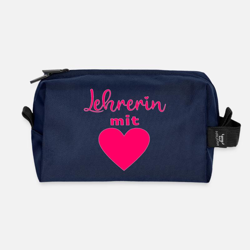 LEHRERIN MIT HERZ LEHRERINGESCHENKE LEHRERINNEN - Recycelte Kulturtasche - Navy