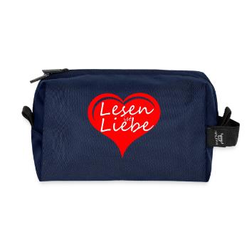 Lesen Liebe Buch Bücher Leser Sprüche - Recycelte Kulturtasche - Navy - Vorne