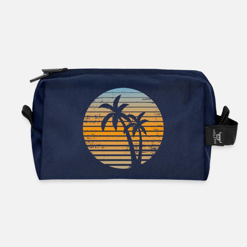 Geriffelte Zwielichtpalme - Recycelte Kulturtasche - Navy