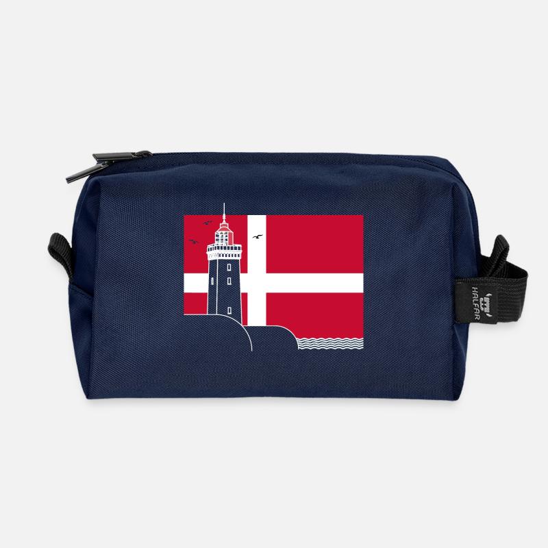 Dänemark Fahne mit Rubjerg Knude Leuchtturm - Recycelte Kulturtasche - Navy