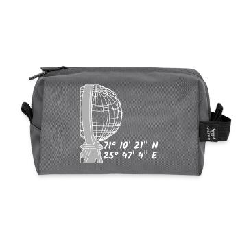 Le globe au Cap Nord pour les T-shirts sombres - Trousse de toilette en tissu recyclé - anthracite - Devant