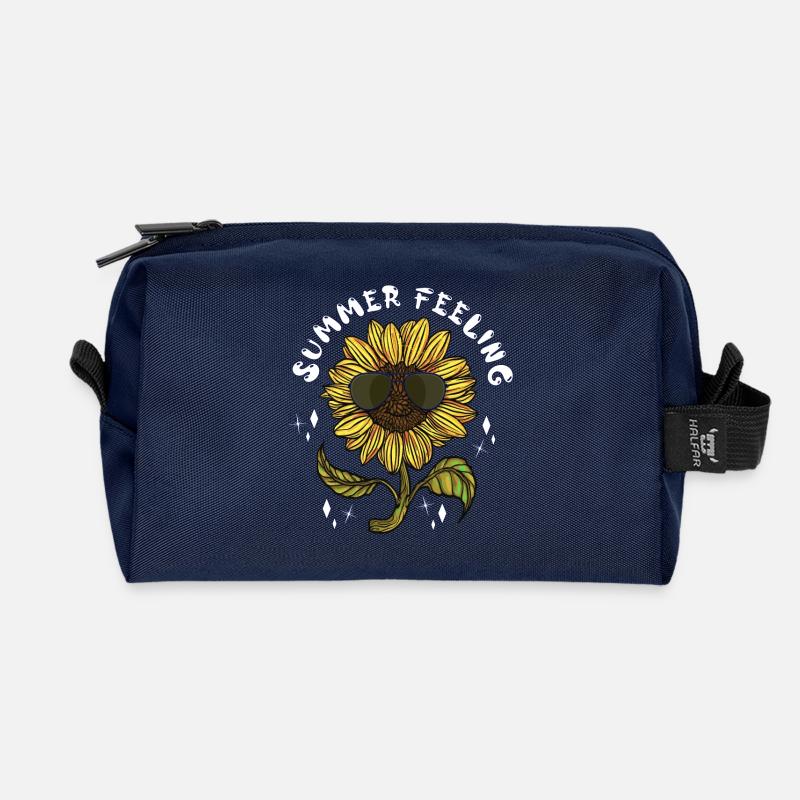 Sonnenblume mit Sonnenbrille Summer Feeling Sommer - Recycelte Kulturtasche - Navy